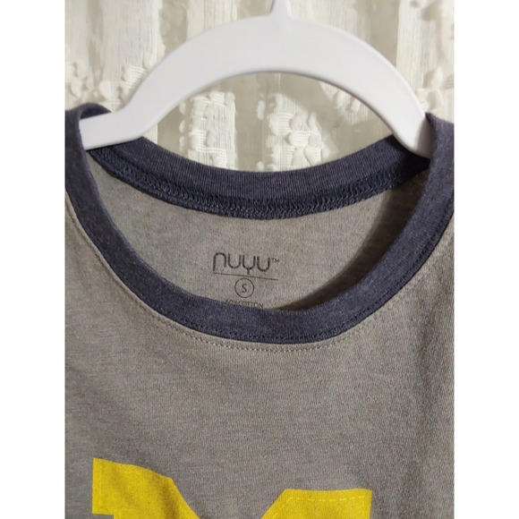 Michigan Wolverines Logo Gray Tie Front Ringer T Shirt Women's Small - Picture 2 of 3